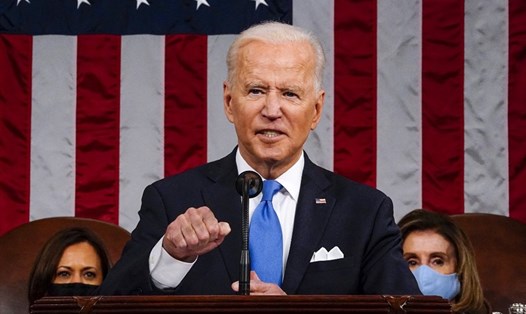 Tổng thống Joe Biden có bài phát biểu trước Quốc hội liên bang ngày 28.4. Ảnh: AFP