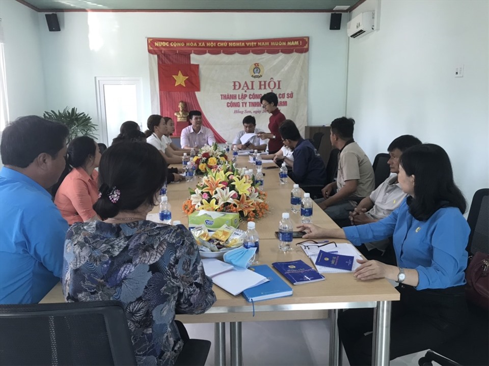 Buổi lễ thành lập công đoàn cơ sở. Ảnh: Công đoàn Bình Thuận