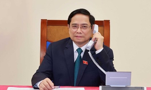 Thủ tướng Phạm Minh Chính từng điện đàm với Thủ tướng Lào Phankham Viphavanh hôm 6.4. Ảnh: Bộ Ngoại giao.
