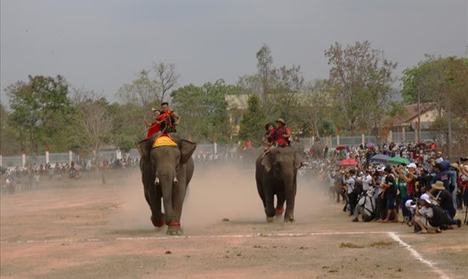 Đua voi tại tại xã Krông Na, huyện Buôn Đôn, Đắk Lắk 2019. Ảnh Hữu Long