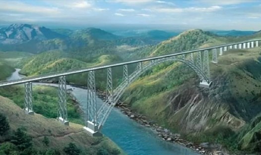 Cầu Chenab khi hoàn thành sẽ là cầu đường sắt cao nhất thế giới ở Ấn Độ. Ảnh: Chenab Bridge