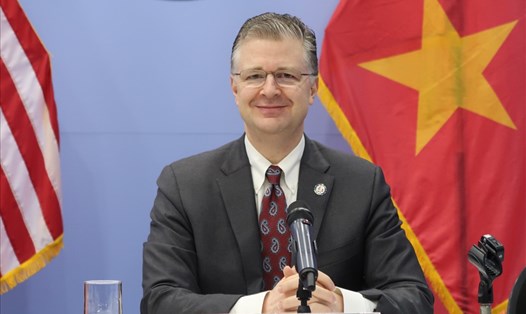 Đại sứ Mỹ tại Việt Nam Daniel Kritenbrink trong buổi họp báo ngày 7.4. Ảnh: Ngọc Vân