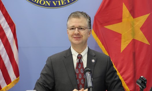 Đại sứ Mỹ tại Việt Nam Daniel Kritenbrink tại buổi họp báo nhân sắp kết thúc nhiệm kỳ ngày 7.4.Ảnh: Ngọc Vân