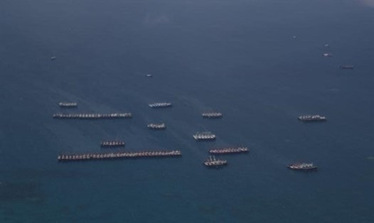 Tàu Trung Quốc ở Đá Ba Đầu, quần đảo Trường Sa của Việt Nam. Ảnh: AFP.