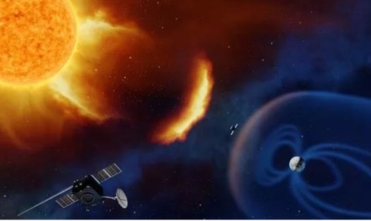 Bão mặt trời di chuyển với tốc độ 1,8 triệu km mỗi giờ tấn công vào Trái đất. Ảnh: ESA.