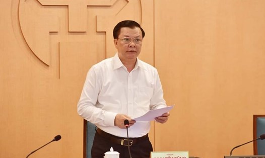 Bí thư Thành uỷ Hà Nội Đinh Tiến Dũng kết luận tại buổi làm việc. Ảnh: PV