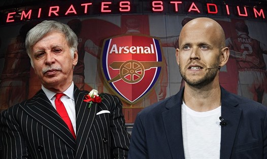 Tỉ phú người Thụy Điển, Daniel Ek (phải), vẫn chưa thể thuyết phục ông chủ Stan Kroenke của Arsenal đồng ý bán câu lạc bộ. Ảnh: Goal