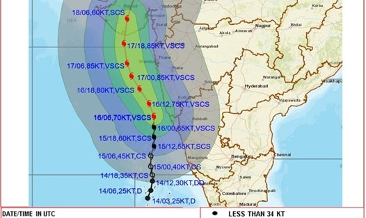 Cảnh báo bão từ Cục khí tượng Ấn Độ. Ảnh: India Meteorological Department