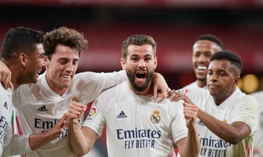 Bàn thắng của Nacho mang về 3 điểm cho Real Madrid. Ảnh: AFP