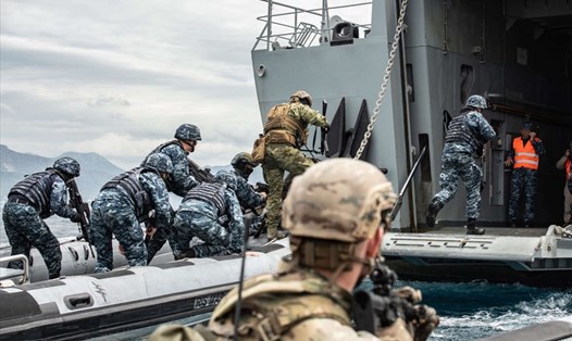 Đặc nhiệm Hải quân Mỹ, Croatia và Hungary diễn tập huấn luyện ở Biển Adriatic ngày 8.5.2021. Ảnh: Bộ Quốc phòng Croatia