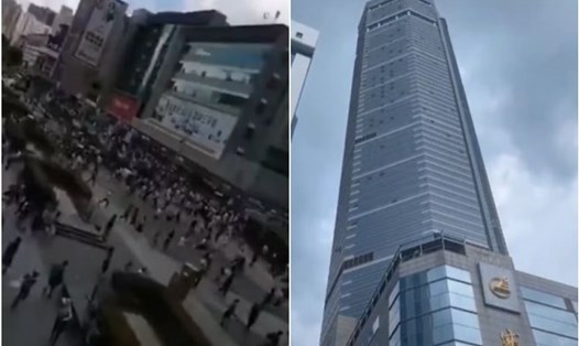 Tòa nhà chọc trời ở Thâm Quyến, Trung Quốc, nơi xảy ra vụ rung lắc vào chiều 18.5. Ảnh: AFP