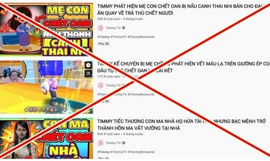 Những video có nội dung phản cảm của kênh YouTube Timmy TV. 
Ảnh: Chụp màn hình