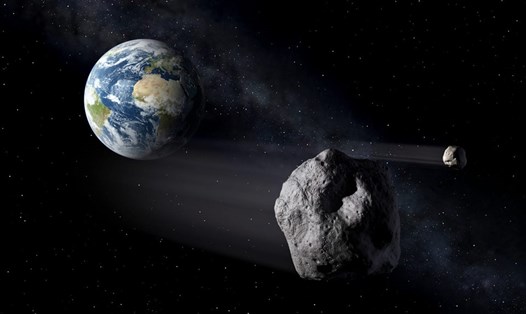 Tiểu hành tinh đang lao về phía Trái đất trong bức ảnh mô phỏng. Ảnh: ESA.