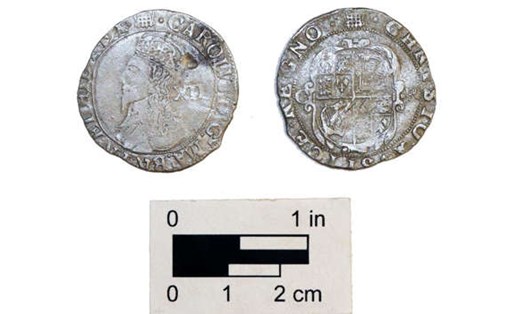 Đồng xu cổ bằng bạc của Anh từ thế kỷ 17 được các nhà khảo cổ tìm thấy ở tiểu bang Maryland, Mỹ. Ảnh: Bảo tàng Lịch sử thành phố St. Mary
