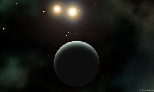 Ảnh mô tả ngoại hành tinh TIC 172900988b và hai ngôi sao chủ. Ảnh: Sci-News.com.