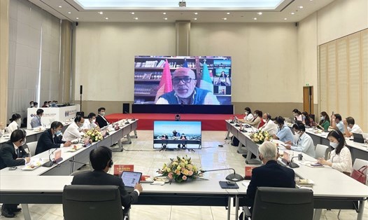 Bình Dương kết nối trực tuyến mời gọi nhà đầu tư Ý đến Việt Nam. Ảnh: Hữu Long
