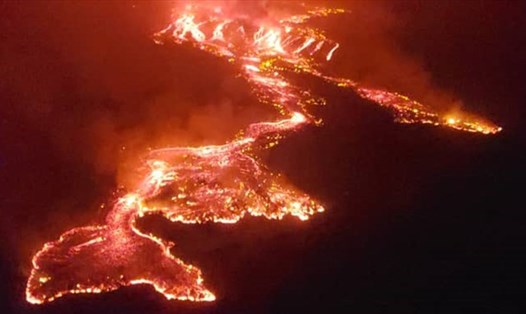 Núi lửa Nyiragongo phun trào ở Congo đêm 22.5. Ảnh: UN