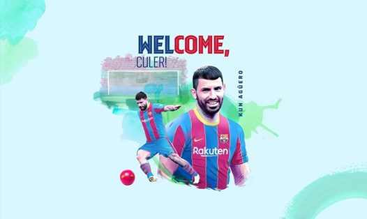 Lời chào mừng dành cho Sergio Aguero. Ảnh: FC Barcelona
