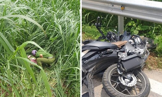 Hiện trường vụ tai nạn khiến đôi nam tử vong ở Phú Thọ. Ảnh MXH