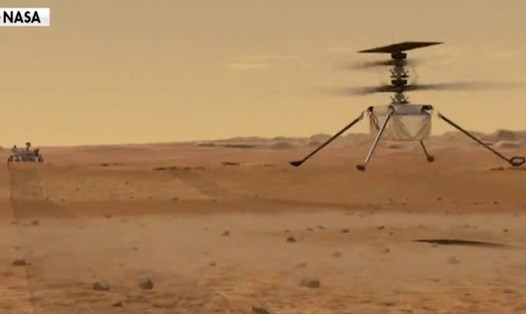 Trực thăng sao Hỏa Ingenuity trong chuyến bay lần thứ tư. Ảnh: NASA