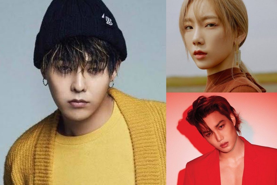 G-Dragon (Big Bang), Taeyeon (SNSD), Kai (EXO) được nhiều đàn em thần tượng. Ảnh poster. G-Dragon (Big Bang), Taeyeon (SNSD), Kai (EXO) được nhiều đàn em thần tượng. Ảnh poster.