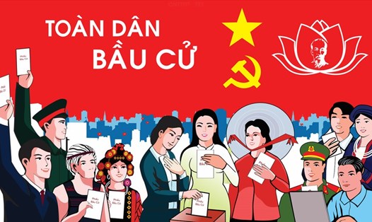 Hình ảnh Công đoàn Dệt may Việt Nam sử dụng trong tuyên truyền về bầu cử. Ảnh: CĐ DMVN