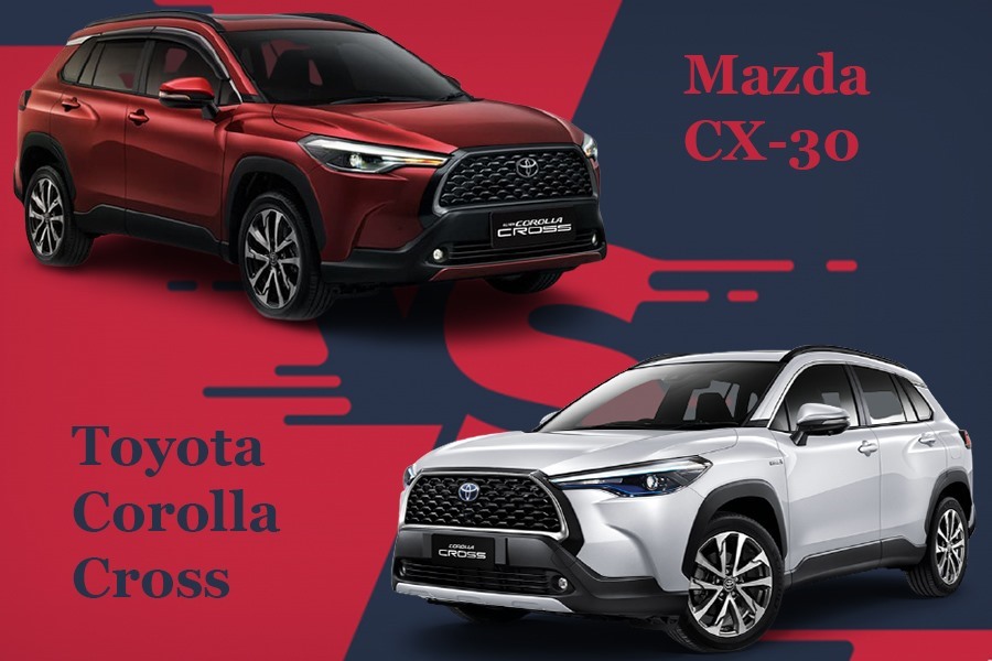 Mazda CX-30 và Toyota Corolla Cross là những đối thủ cân tài cân sức trong phân khúc SUV đô thị. Đồ hoạ: Lâm Anh.