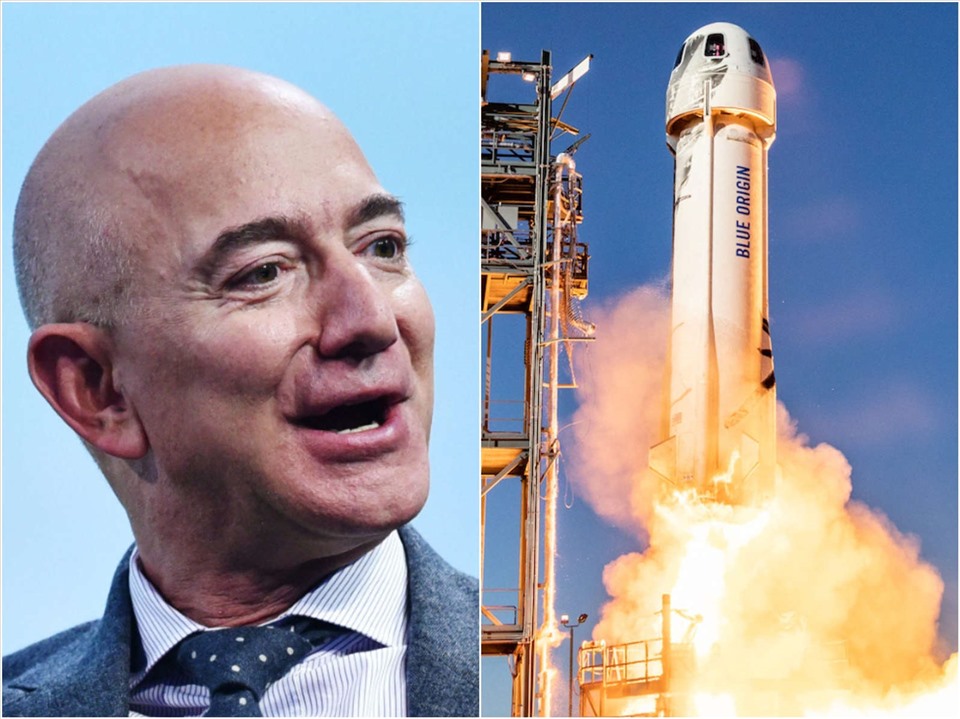 Jeff Bezos dự định bay vào vũ trụ ngày 20.7.2021. Ảnh: AFP/Blue Origin