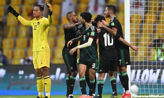 UAE có chiến thắng đậm trước Indonesia để tiếp tục đua tranh với Việt Nam tại vòng loại World Cup 2022. Ảnh: LĐBĐ UAE.