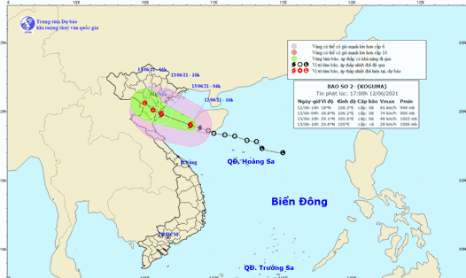 Vị trí và hướng đi của bão số 2 Koguma. Nguồn: NCHMF