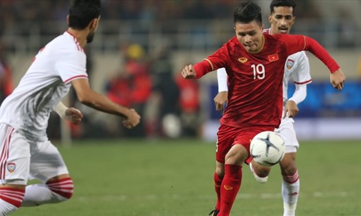 Tuyển Việt Nam thắng UAE 1-0 ở lượt đi với bàn thắng duy nhất của Tiến Linh. Đó là trận đấu mà UAE đã chơi thiếu người từ cuối hiệp 1. Ảnh: AFC.