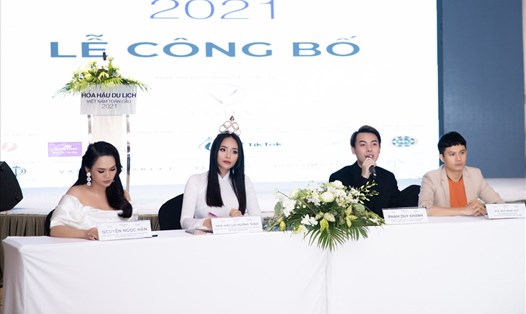 Ban tổ chức Hoa hậu Du lịch Việt Nam toàn cầu họp báo vào tháng 2.2021 vừa qua. Ảnh: BTC.