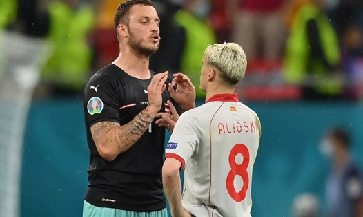 Arnautovic bị UEFA treo giò 1 trận tại EURO 2020 vì xúc phạm Ezgjan Alioski. Ảnh: AFP