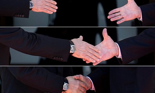 Những cái bắt tay của ông Putin và Biden trong các cuộc gặp ngày 16.6. Ảnh: AFP