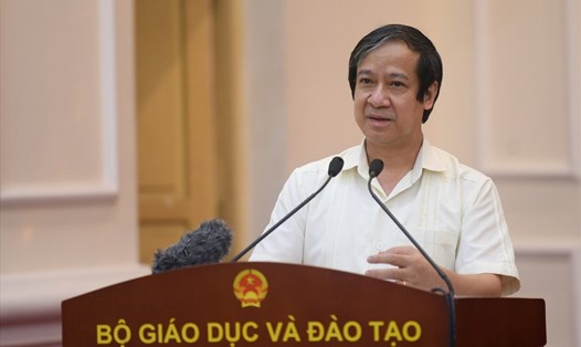 Bộ trưởng Bộ GDĐT Nguyễn Kim Sơn phát biểu tại hội nghị. Ảnh: Thế Đại