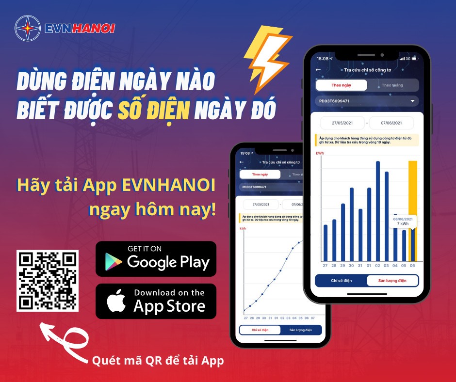 EVNHANOI chỉ cách để chủ động theo dõi lượng điện tiêu thụ hằng ngày