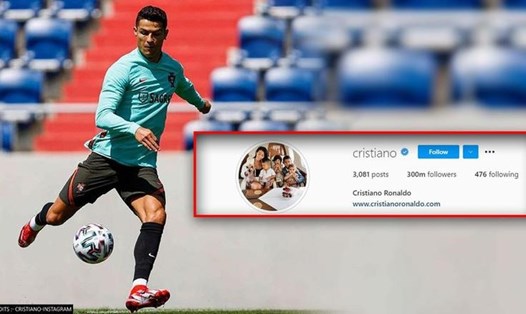 Ronaldo "vô đối" trên Instagram, vượt xa những ngôi sao giải trí cũng như bóng đá khác. Ảnh: Ronaldo.