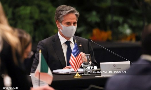 Bộ trưởng Ngoại giao Mỹ Antony Blinken trong cuộc họp báo hôm 1.6. Ảnh: AFP