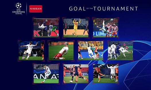 10 bàn thắng được đề cử cho cuộc bầu chọn Bàn thắng đẹp nhất Champions League 2020-21. Ảnh: UEFA
