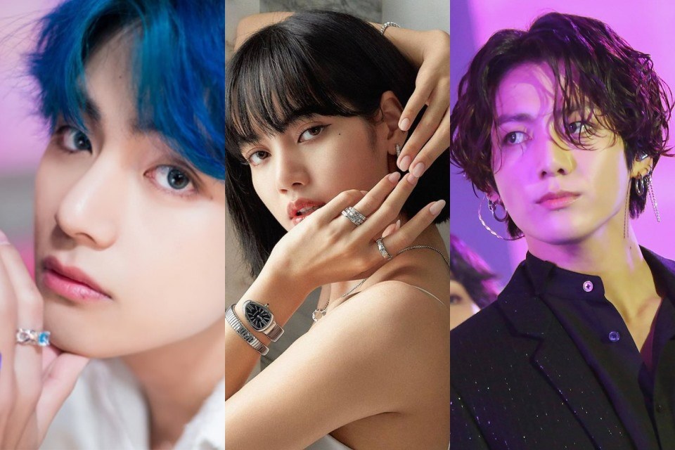 V, Jungkook (BTS) và Lisa (BlackPink) là idol được yêu thích nhất. Ảnh: Poster, cắt clip. V, Jungkook (BTS) và Lisa (BlackPink) là idol được yêu thích nhất. Ảnh: Poster, cắt clip.