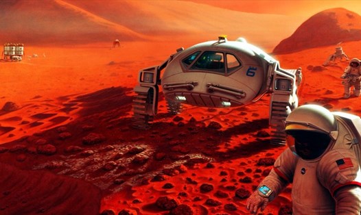 Minh hoạ con người sinh sống trên sao Hỏa. Ảnh: NASA