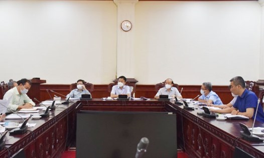 Bộ trưởng Bộ Tư pháp Lê Thành Long chủ trì cuộc họp. Ảnh: VGP/Lê Sơn