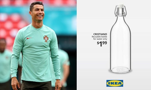 IKEA ra mắt dòng sản phẩm chai đựng nước thủy tinh Cristiano sau vụ Ronaldo gạt 2 chai nước Coca-Cola. Ảnh: IKEA.