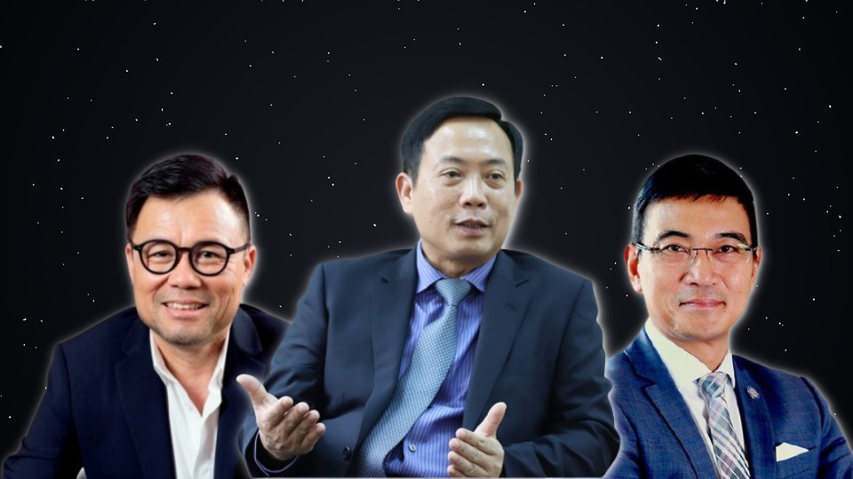 Từ trái sang phải: Chủ tịch Công ty Chứng khoán SSI, Chủ tịch UBCKNN, Tổng giám đốc HOSE. Đồ hoạ: L.H