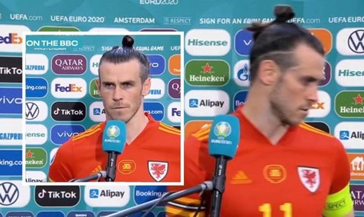 Bale rời họp báo sau khi nhận câu hỏi thiếu tế nhị. Ảnh: EURO 2020