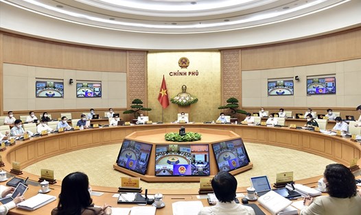 Thủ tướng Phạm Minh Chính chủ trì phiên họp Chính phủ thường kỳ tháng 5. Ảnh: Nhật Bắc