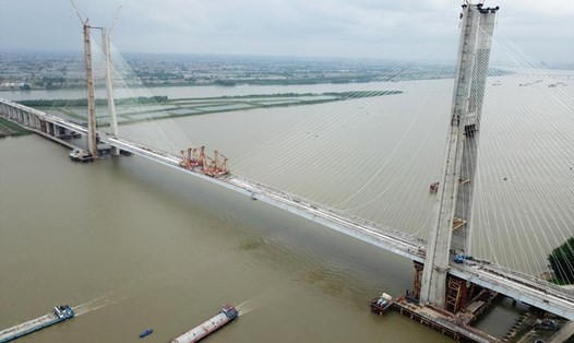 Cầu sông Dương Tử Bianyuzhou ở biên giới tỉnh Hồ Bắc miền trung Trung Quốc và tỉnh Giang Tây phía đông Trung Quốc. Ảnh: Tân Hoa Xã