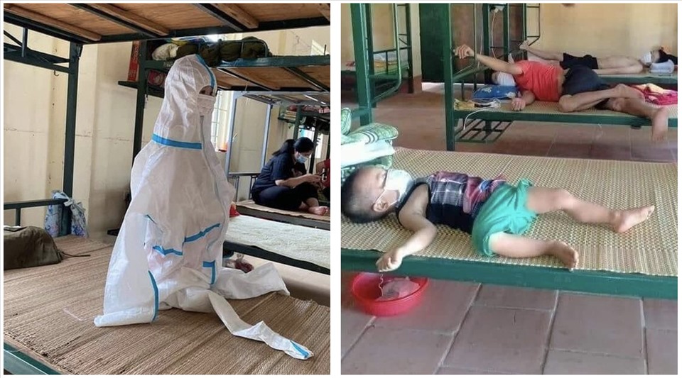 Hình ảnh trẻ em tại khu cách ly được chia sẻ trên mạng xã hội đặt bài toán cho các gia đình, các ban ngành về việc chăm sóc trẻ em trong khu cách ly.