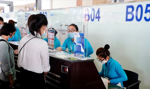 Quầy check-in tại sân bay Nội Bài. Nguồn: NIA