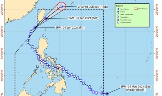 Bản đồ hướng di chuyển của bão Choi-wan. Ảnh: Cơ quan thời tiết Philippines